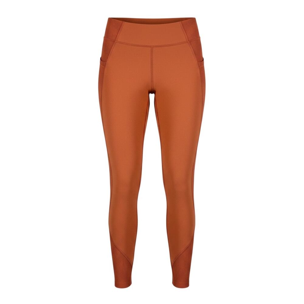 prAna rust ribbed leggings with high rise waistband panel seams Size M